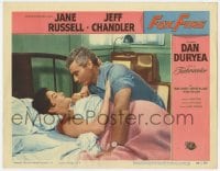 9b280 FOXFIRE LC #2 1955 great close up of sexy Jane Russell in bed with Jeff Chandler!