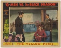 9b307 G-MEN VS. THE BLACK DRAGON chapter 1 LC 1943 Rod Cameron questions girl, Yellow Peril, color!