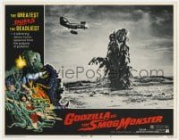9b309 GODZILLA VS. THE SMOG MONSTER LC #8 1972 cool image of helicopter flying over giant creature!