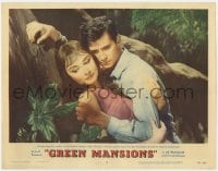 9b322 GREEN MANSIONS LC #3 1959 Anthony Perkins finds his loved one Audrey Hepburn in the forest!