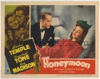 9b360 HONEYMOON LC #6 1947 Franchot Tone watches sleeping Shirley Temple with water bottle on head!