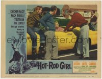 9b365 HOT ROD GIRL LC #4 1956 John Smith & other guys flirt with Lori Nelson in yellow convertible!
