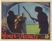 9b367 HOUSE OF SECRETS LC 1936 cool image of shadow approaching Leslie Fenton & Muriel Evans!