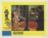 9b371 HOW TO STEAL A MILLION LC #8 1966 scared Audrey Hepburn holds gun on Peter O'Toole!