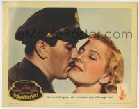 9b387 IMPATIENT YEARS LC 1944 best romantic close up of Lee Bowman kissing Jean Arthur!