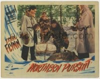 9b630 NORTHERN PURSUIT LC 1943 Errol Flynn by dog sled is held at gunpoint, Raoul Walsh!