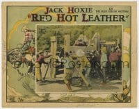 9b702 RED HOT LEATHER LC 1926 Jack Hoxie being led out of wooden chute on bucking bronco!