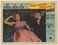 9b870 THIS HAPPY FEELING LC #4 1958 close up of John Saxon staring at sexy Debbie Reynolds in car!