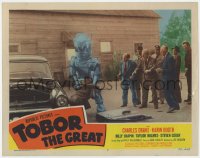 9b895 TOBOR THE GREAT LC #7 1954 man-made funky robot tears car apart & pulls Henry Kulky out of it!