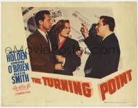 9b911 TURNING POINT LC #6 1952 Edmond O'Brien shows William Holden & Alexis Smith news headlines!