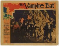 9b934 VAMPIRE BAT LC 1933 scared Dwight Frye runs from angry mob with torches in cave!