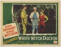 9b973 WHITE WITCH DOCTOR LC #6 1953 Robert Mitchum, Susan Hayward & Walter Slezak in jungle!