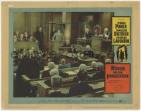 9b981 WITNESS FOR THE PROSECUTION LC #2 1958 Billy Wilder, Tyrone Power on the stand in courtroom!