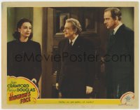 9b988 WOMAN'S FACE LC 1941 Melvyn Douglas stares at Joan Crawford, guilty or not guilty of murder!