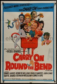 9c392 CARRY ON ROUND THE BEND Aust 1sh 1971 Sidney James, Kenneth Williams, wacky art!