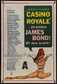 9c393 CASINO ROYALE Aust 1sh 1967 all-star James Bond spy spoof, psychedelic McGinnis-like art!