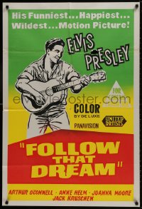 9c411 FOLLOW THAT DREAM Aust 1sh 1962 completely different art of Elvis Presley playing guitar!