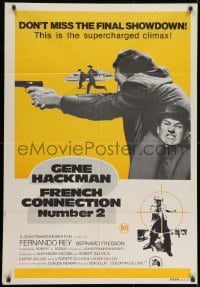 9c412 FRENCH CONNECTION II Aust 1sh 1975 John Frankenheimer, c/u of Gene Hackman aiming his gun!