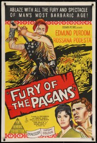 9c414 FURY OF THE PAGANS Aust 1sh 1962 La Furia dei Barbari, sword & sandal barbarians & plunderers!