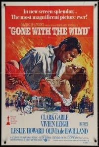 9c418 GONE WITH THE WIND Aust 1sh R1970s Terpning art of Gable carrying Leigh over burning Atlanta!