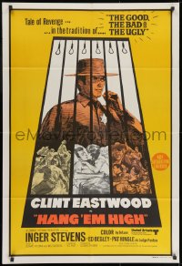 9c420 HANG 'EM HIGH Aust 1sh 1970 great art of Clint Eastwood in a classic tale of revenge!
