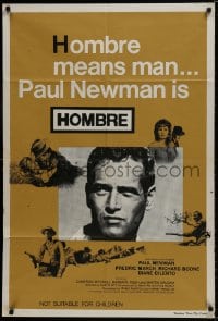 9c423 HOMBRE Aust 1sh 1966 Paul Newman, Fredric March, directed by Martin Ritt, it means man!