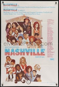 9c455 NASHVILLE Aust 1sh 1975 Robert Altman, cool different art of entire cast by Bill Myers!