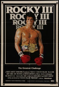 9c475 ROCKY III Aust 1sh 1982 great image of boxer & director Sylvester Stallone w/gloves & belt!