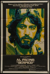 9c481 SERPICO Aust 1sh 1974 great image of undercover cop Al Pacino, Sidney Lumet crime classic!