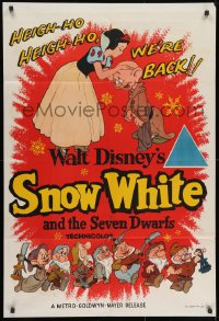 9c487 SNOW WHITE & THE SEVEN DWARFS Aust 1sh R1960s Disney cartoon classic, cool art of dwarves!