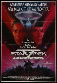 9c489 STAR TREK V Aust 1sh 1989 The Final Frontier, art of William Shatner & Nimoy by Bob Peak!