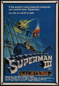 9c495 SUPERMAN III Aust 1sh 1983 art of Christopher Reeve flying toward Richard Pryor by L. Salk!
