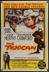 9c499 TEXICAN Aust 1sh 1966 cowboy Audie Murphy is the Texican, Broderick Crawford, sexy Diana Lorys!