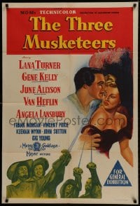 9c501 THREE MUSKETEERS Aust 1sh 1949 Lana Turner, Gene Kelly, June Allyson, Angela Lansbury