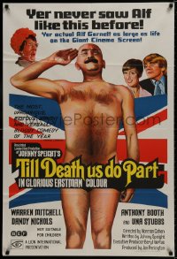 9c504 TILL DEATH US DO PART Aust 1sh 1969 Warren Mitchell standing naked in front of flag!