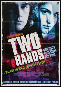9c505 TWO HANDS Aust 1sh 1999 great images of Heath Ledger, Bryan Brown!