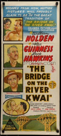 9c561 BRIDGE ON THE RIVER KWAI Aust daybill 1958 William Holden, David Lean classic, art!