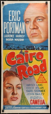 9c566 CAIRO ROAD Aust daybill 1951 Eric Portman, Laurence Harvey, sexy Camelia, drug movie!