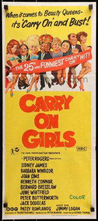 9c577 CARRY ON GIRLS Aust daybill 1973 English sex, the 25th and funniest Carry On hit!