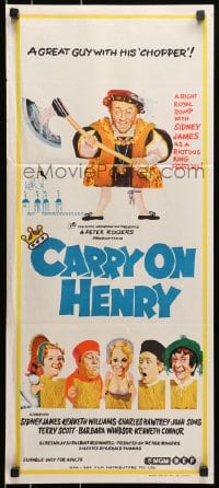 9c578 CARRY ON HENRY VIII Aust daybill 1972 Sidney James, Gerald Thomas historic English comedy