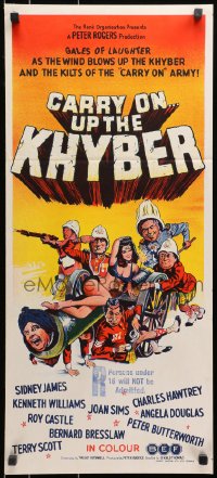 9c582 CARRY ON UP THE KHYBER Aust daybill 1968 Sidney James, Kenneth Williams, English comedy!