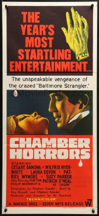9c585 CHAMBER OF HORRORS Aust daybill 1966 close up of Patrick O'Neal wielding cleaver!