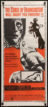 9c595 CURSE OF FRANKENSTEIN Aust daybill 1970 artwork of Christopher Lee as the monster!