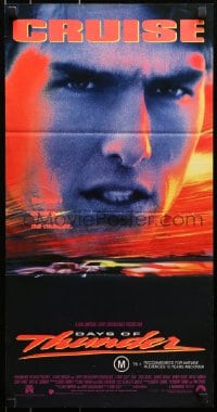 9c600 DAYS OF THUNDER Aust daybill 1990 close image of angry NASCAR race car driver Tom Cruise!
