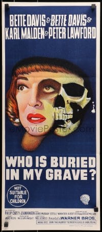 9c602 DEAD RINGER Aust daybill 1964 close up of skull & Bette Davis, Who Is Buried In My Grave!