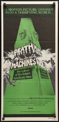 9c605 DEATH MACHINES Aust daybill 1976 wild sci-fi art image, the killers of the future are ready now!