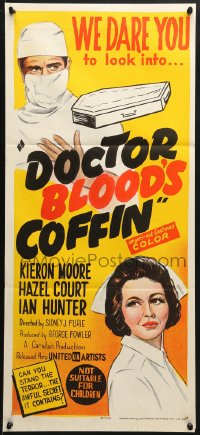 9c613 DOCTOR BLOOD'S COFFIN Aust daybill 1961 cool art of Kieron Moore, sexy Hazel Court!