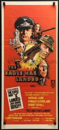 9c625 EAGLE HAS LANDED Aust daybill 1977 different art of Michael Caine, Robert Duvall, Sutherland!