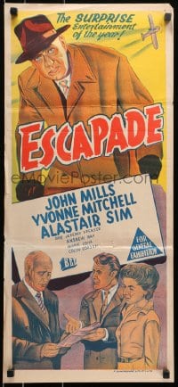9c633 ESCAPADE Aust daybill 1957 John Mills, Yvonne Mitchell, Alastair Sim, English comedy!
