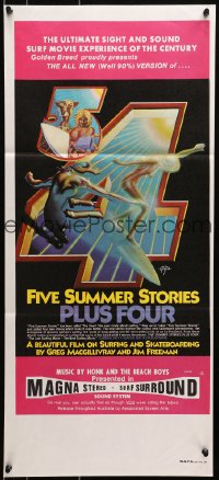 9c646 FIVE SUMMER STORIES PLUS FOUR Aust daybill 1976 really cool surfing artwork by Rick Griffin!